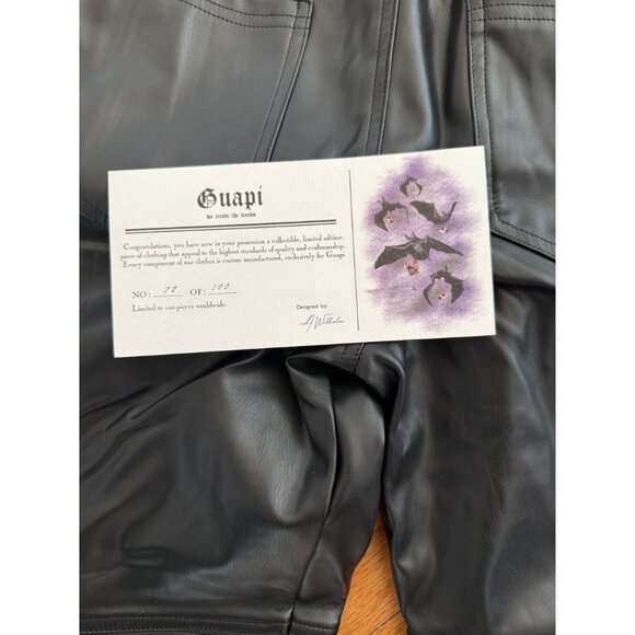 Guapi Blood Diamonds Men's Black Faux Leather Biker Moto Pants Size 28 NWT [jb] - Picture 10 of 10